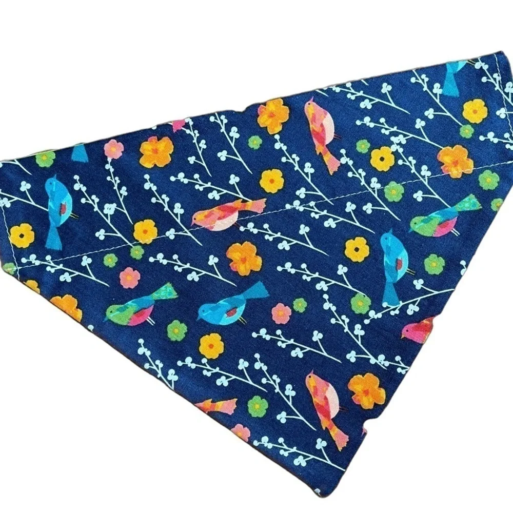 Handmade Colorful Birds Reversible Over Collar Dog Bandana XS SM M La…